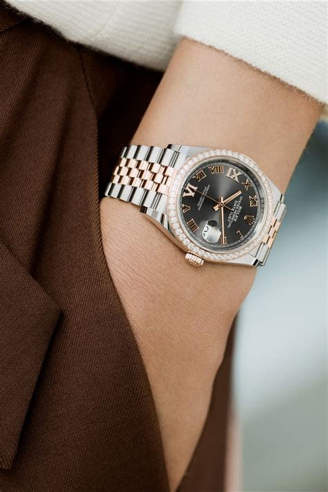 rolex everose datejust 36|Rolex 36mm Datejust with diamonds.